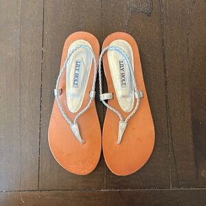 Lily Holt Silver Greek Braid Strap Sandals Size 36 Leather